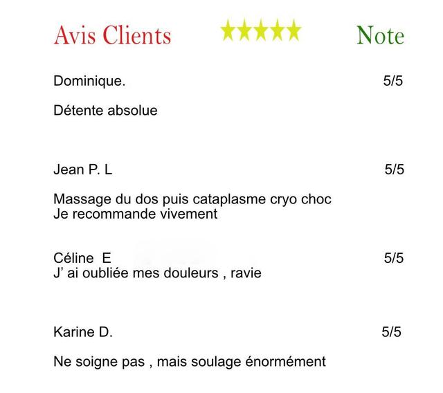 Avis client massage du dos